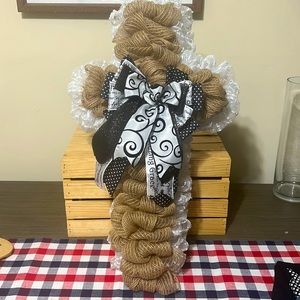 Handmade memorial cross wreath